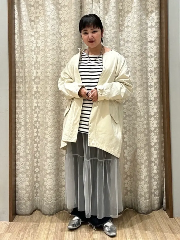 ノーカラーミドルモッズコート/earth music&ecology（アース