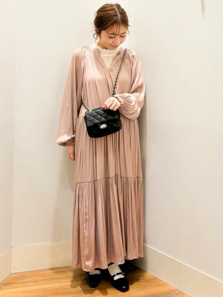 サテンティアードワンピース/earth music&ecology（アース