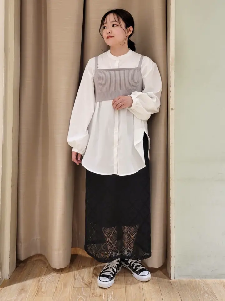 SET2点ニットビスチェ+ノーカラーシャツ/earth music&ecology（アース