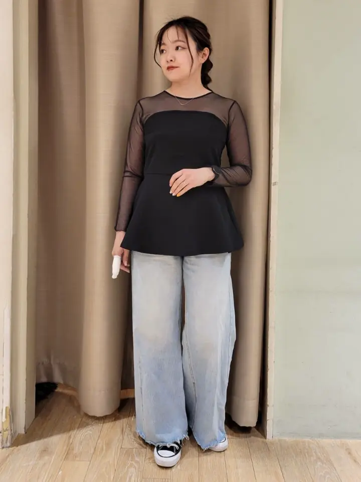 胸元シアーペプラムブラウス/earth music&ecology（アース