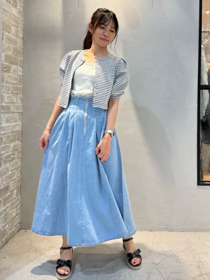 フロントジップタックフレアスカート/earth music&ecology（アース