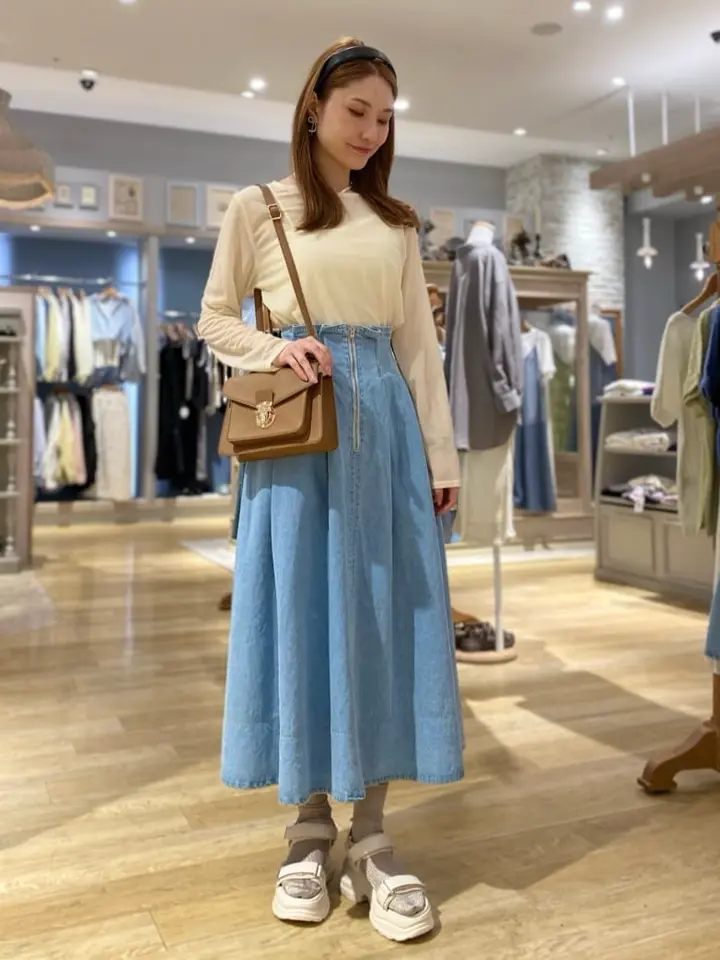 フロントジップタックフレアスカート/earth music&ecology（アース