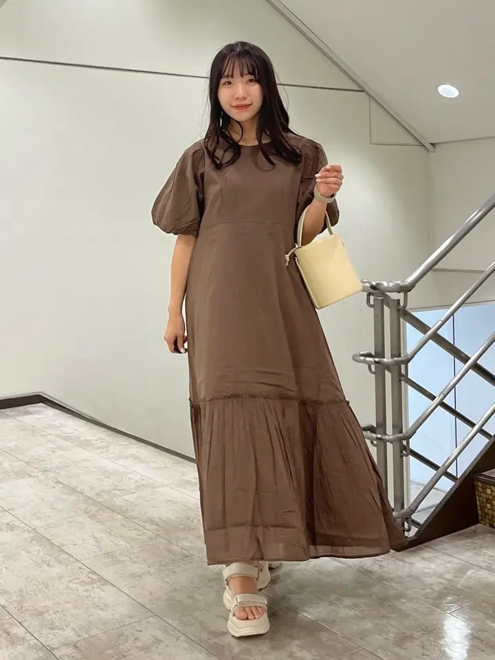 コットンボイルパフスリーブワンピース/earth music&ecology（アース