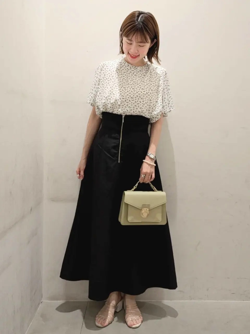 フロントジップフレアスカート/earth music&ecology（アース