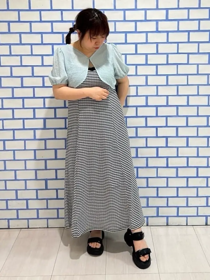 SET2点パフスリーブブラウス+キャミワンピース/earth music&ecology