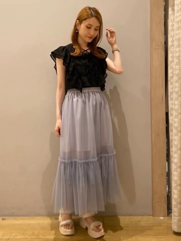 フロッキードットフリルビスチェ/earth music&ecology（アース