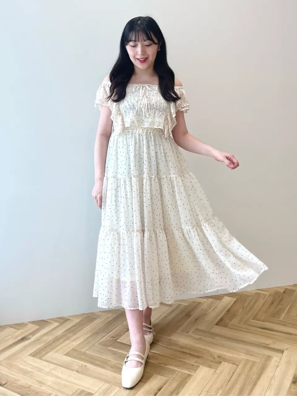 フロッキードットフリルビスチェ/earth music&ecology（アース