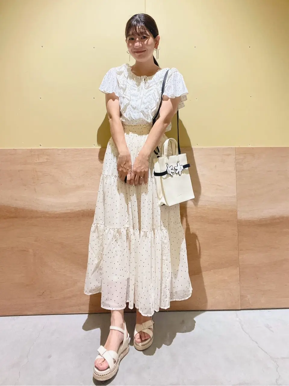 フロッキードットシアーティアードスカート/earth music&ecology