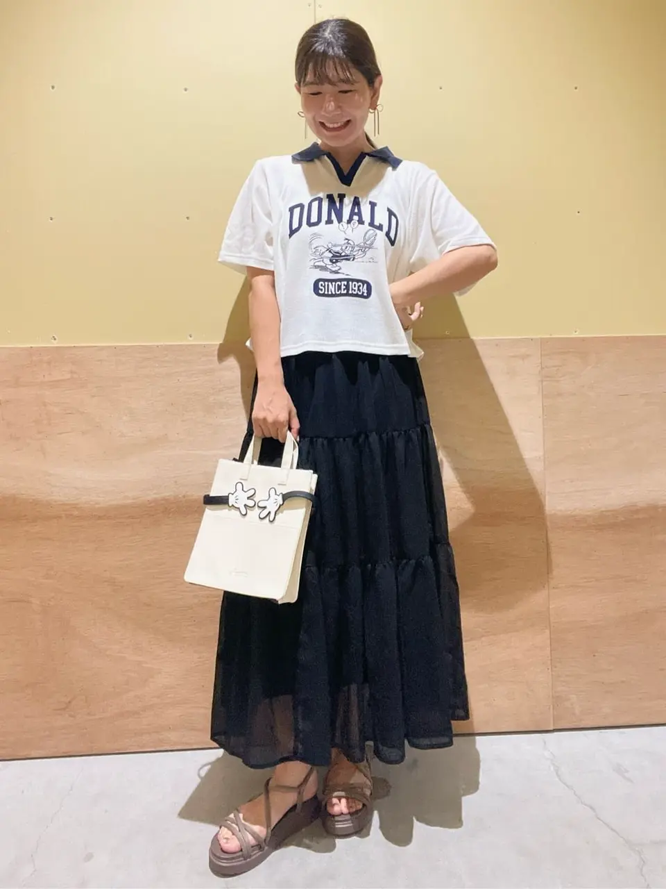 フロッキードットシアーティアードスカート/earth music&ecology