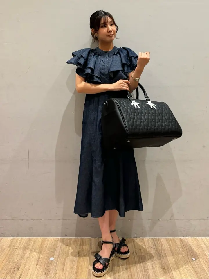 ラッフル前開きデニムワンピース/earth music&ecology（アース