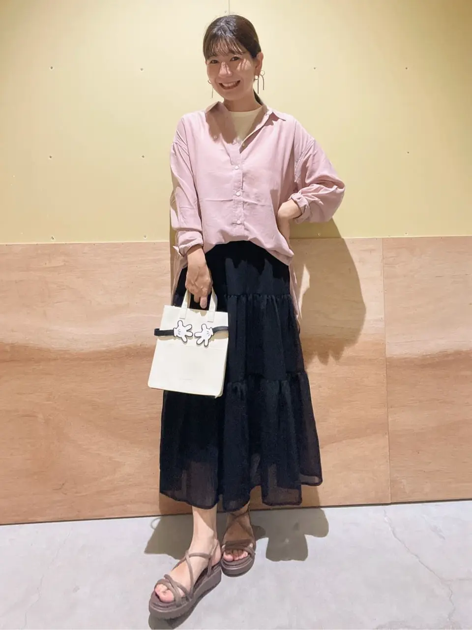 ≪USED≫フロッキードットシアーティアードスカート/earth