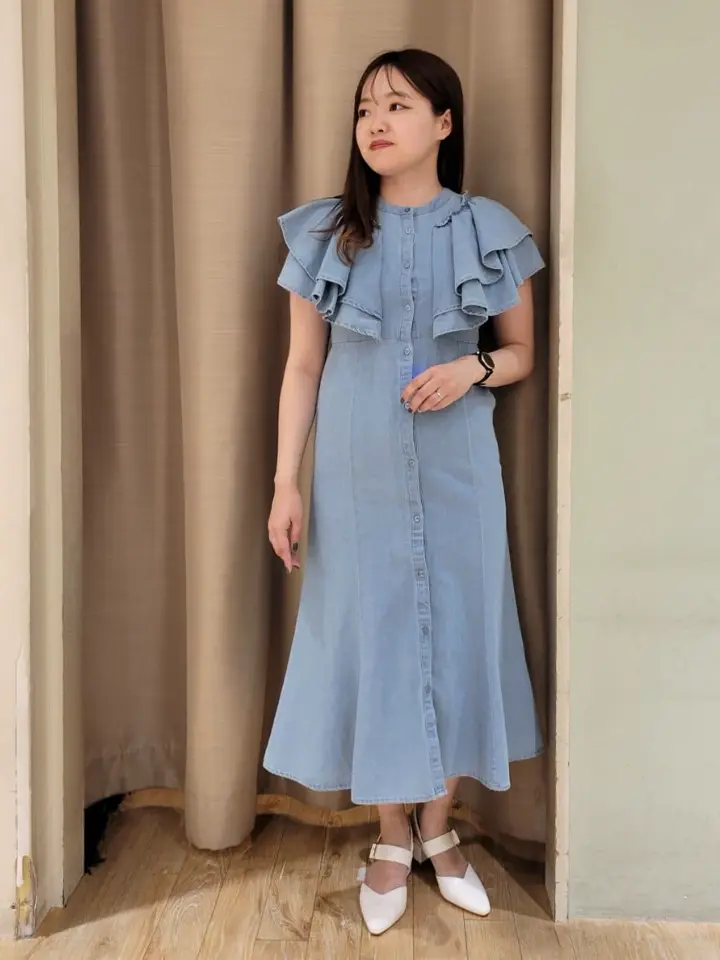 ラッフル前開きデニムワンピース/earth music&ecology（アース