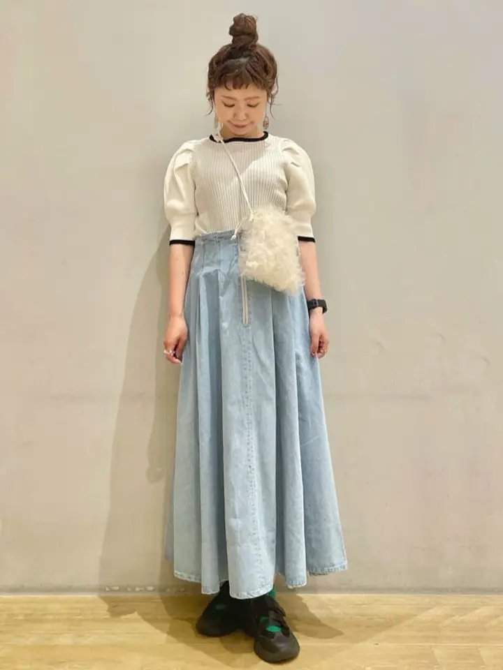 フロントジップタックフレアスカート/earth music&ecology（アース