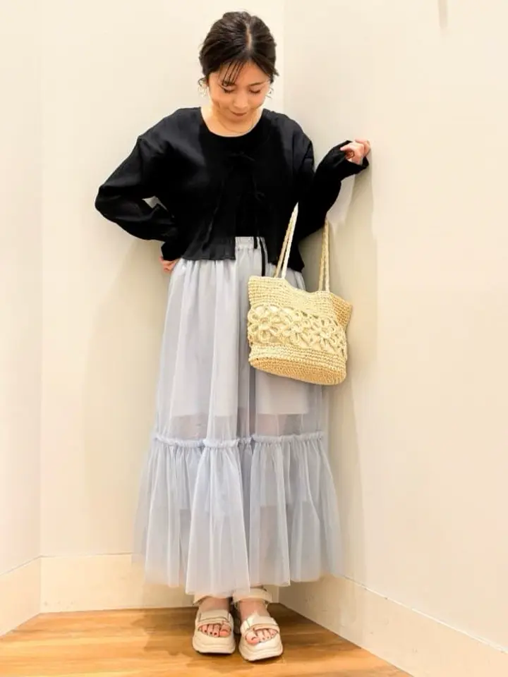 SET2点クレープリボンブラウス+インナー/earth music&ecology（アース