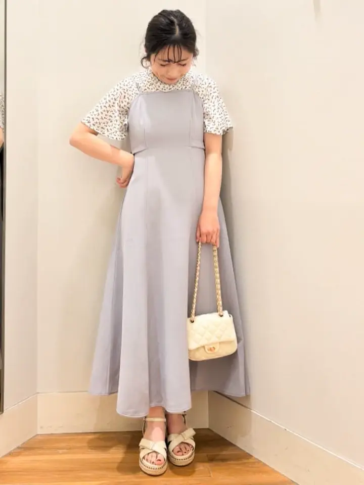 フラダンス⭐️バイオレット　カラー⭐️ワンピース 静電気防止】裏起毛カットジョーゼットワンピース - ベルーナ【公式】