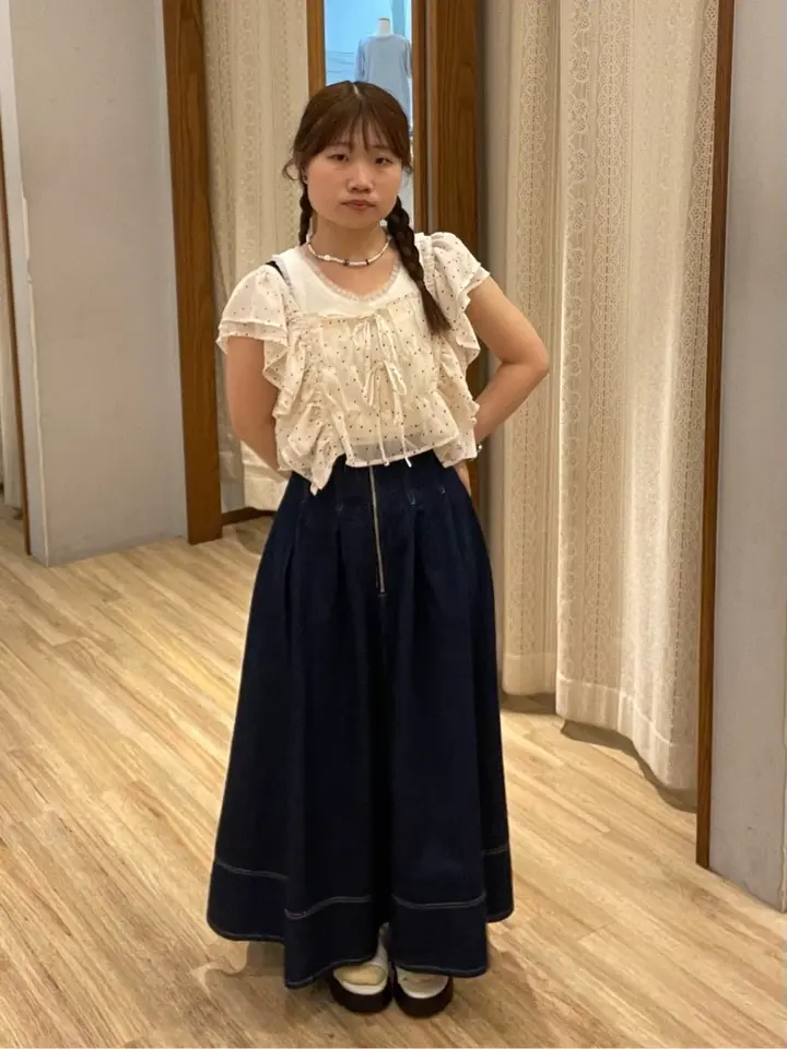 フロントジップタックフレアスカート/earth music&ecology（アース