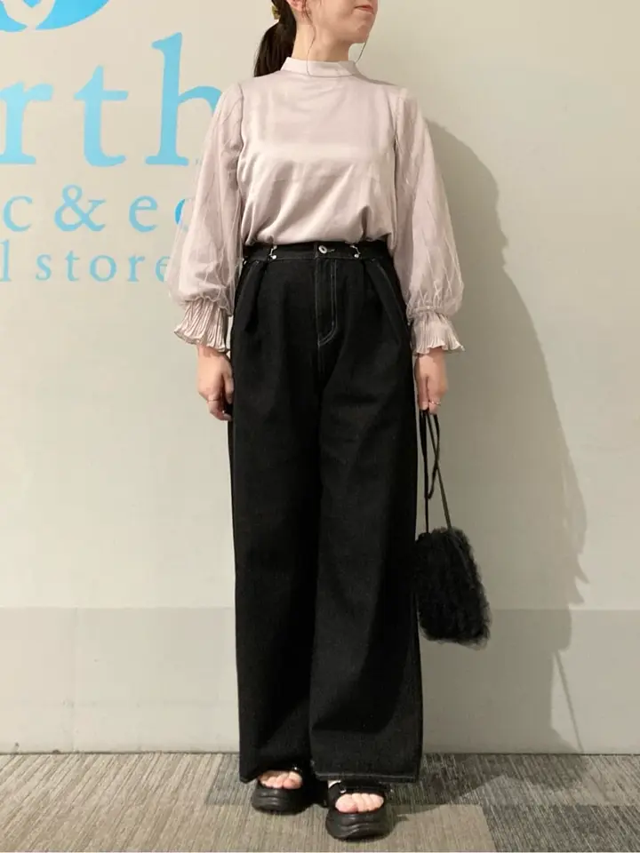 チュール袖スタンドカラートップス/earth music&ecology（アース