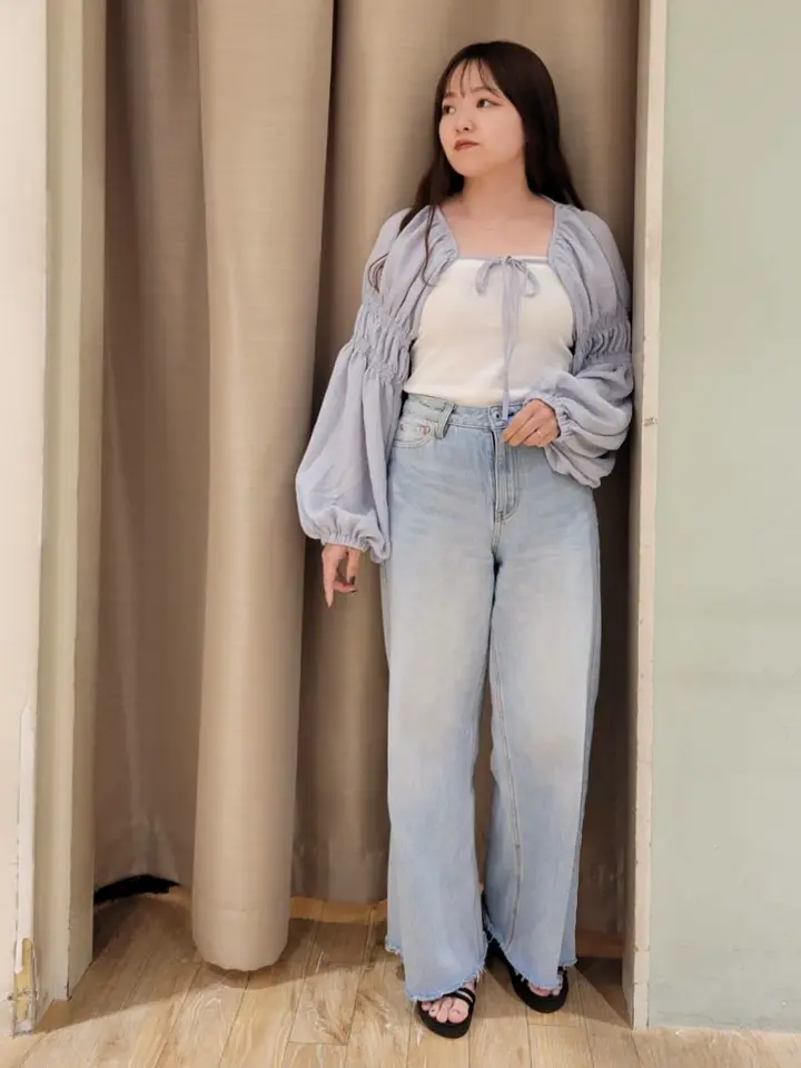 セルフカットワイドデニムパンツ/earth music&ecology（アース