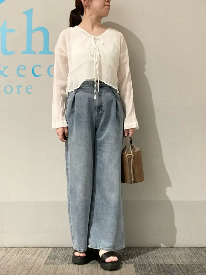 SET2点クレープリボンブラウス+インナー/earth music&ecology（アース