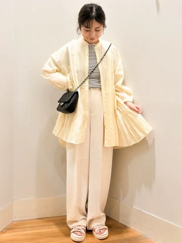 コットンボイル切替ティアードチュニック/earth music&ecology（アース