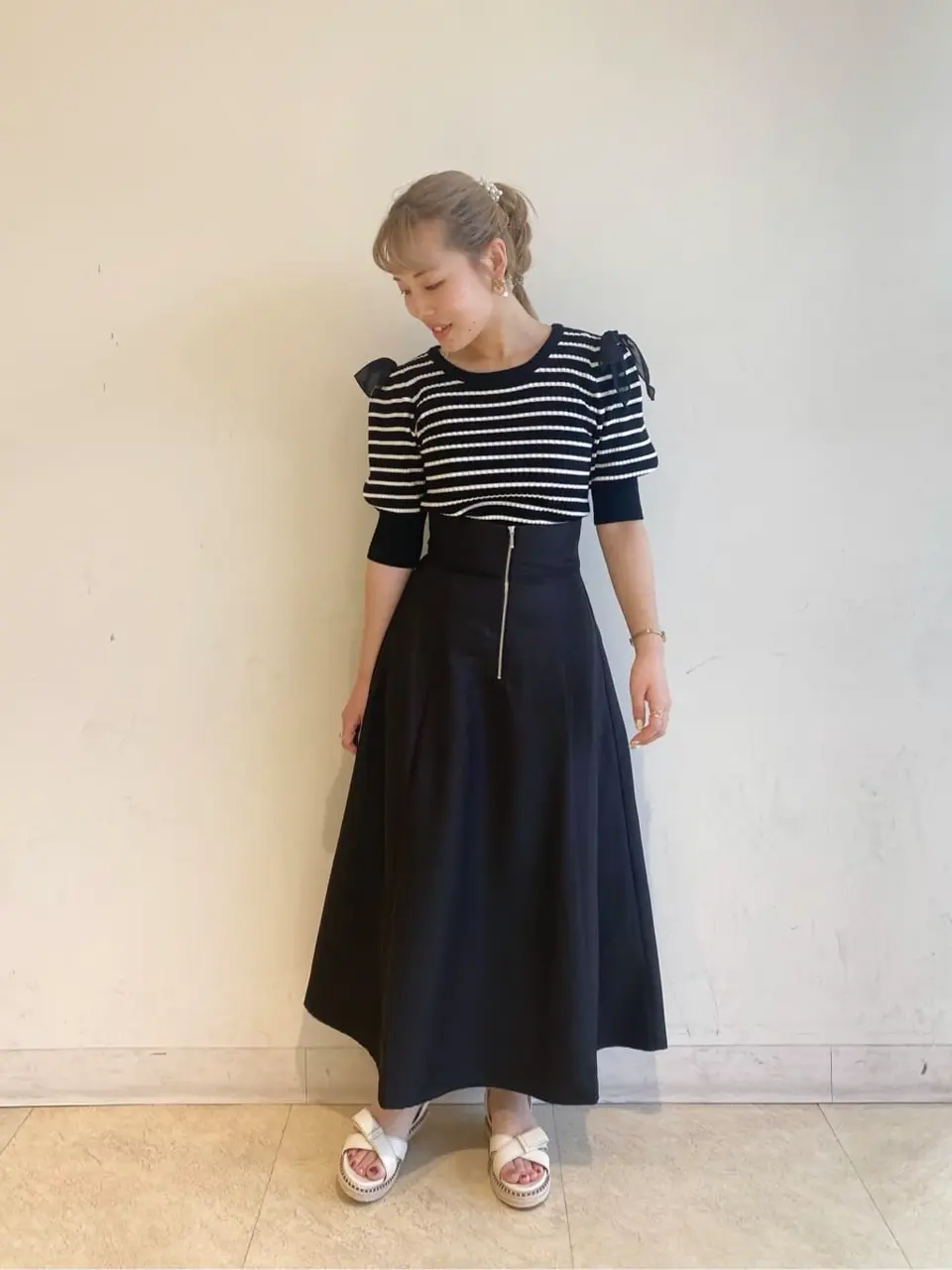 フロントジップフレアスカート/earth music&ecology（アース