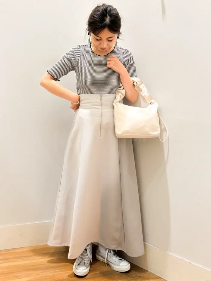 フロントジップフレアスカート/earth music&ecology（アース