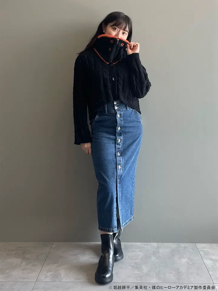 ボタンナローデニムスカート/earth music&ecology（アース