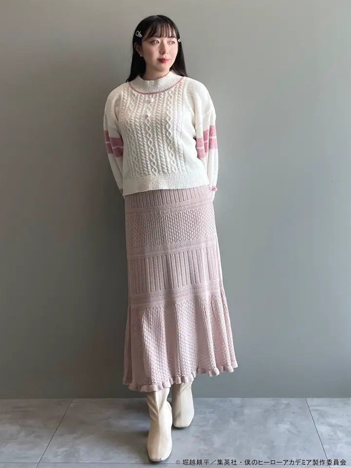 SET2点透かし編みカーディガン+マーメイドスカート/earth