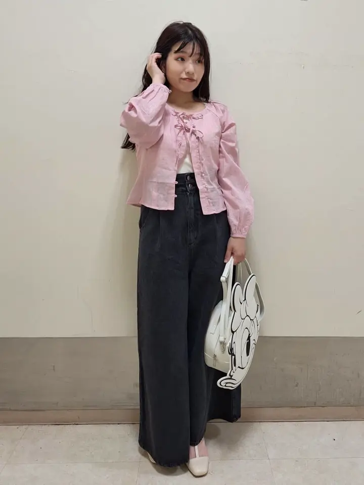 ラメストライプリボンブラウス/earth music&ecology（アース