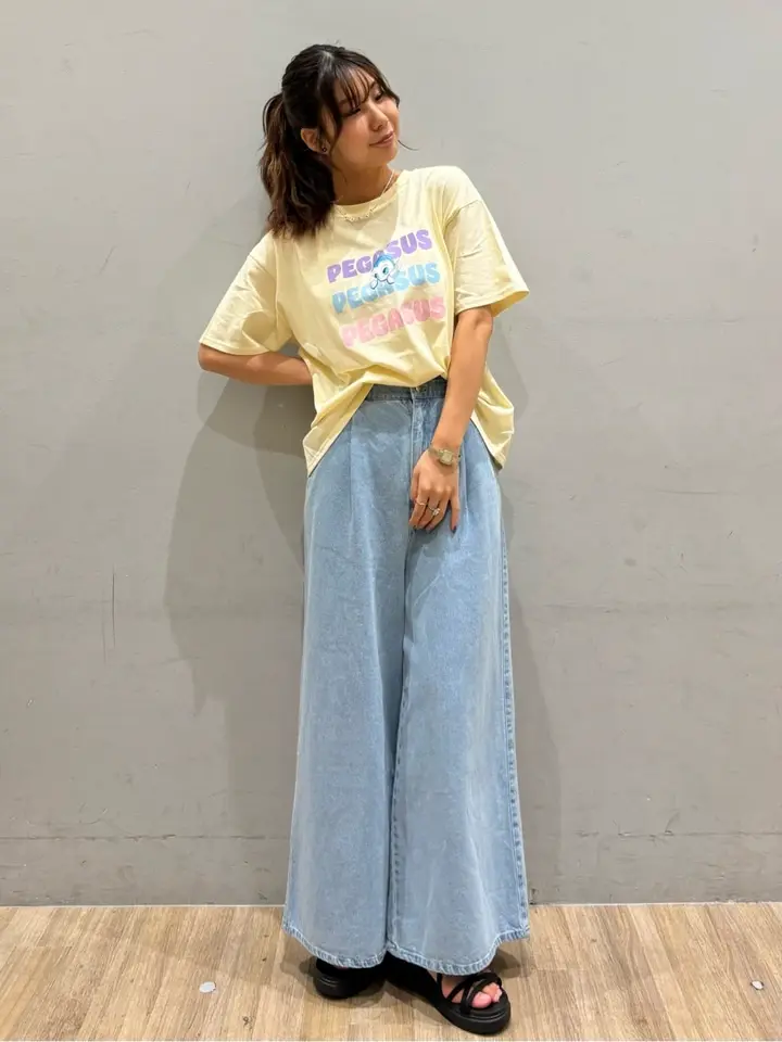 ダブルベルトデザインワイドパンツ/earth music&ecology（アース