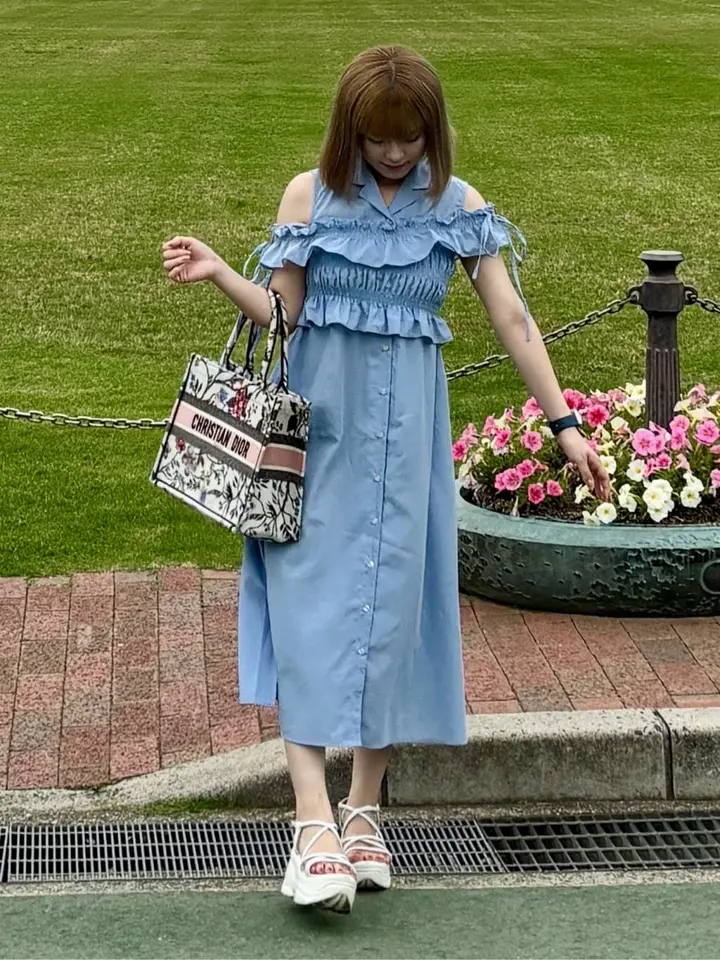 SET2点シャーリングビスチェ×シャツワンピース/earth music&ecology