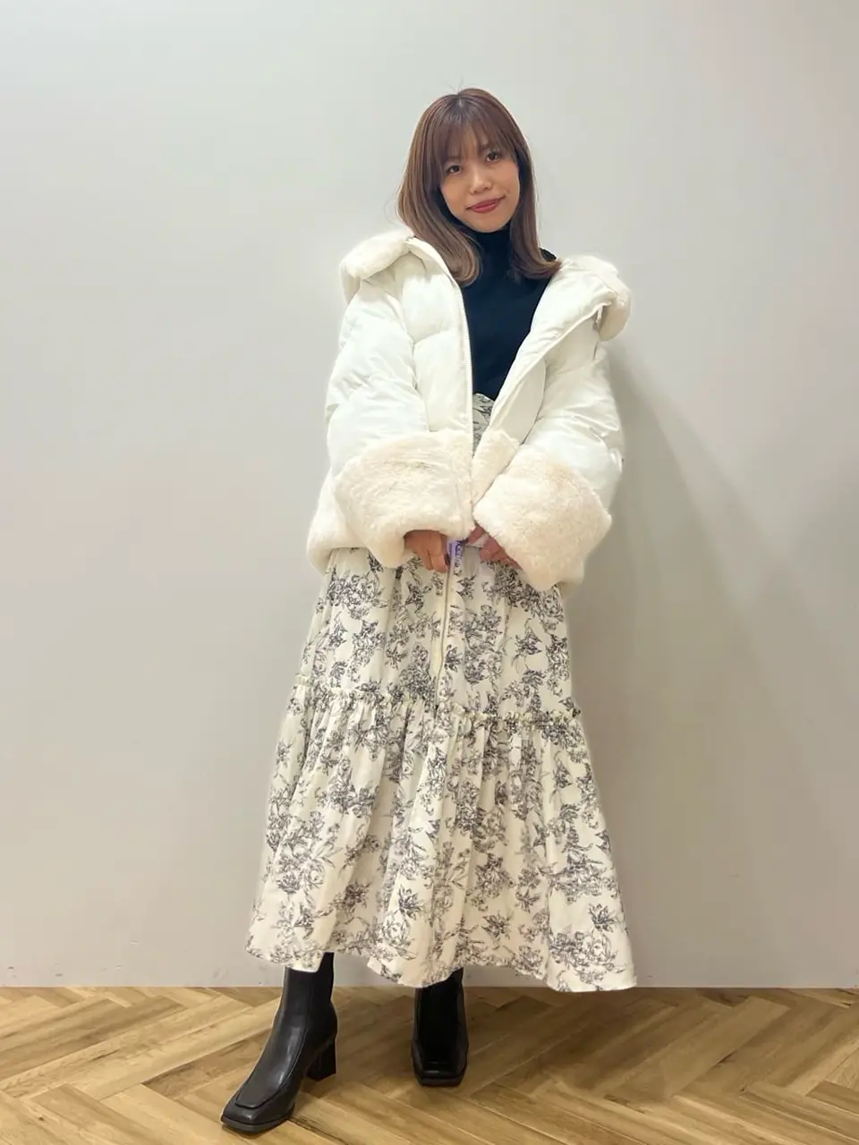 ≪USED≫フードファー中綿ショートコート/earth music&ecology（アース