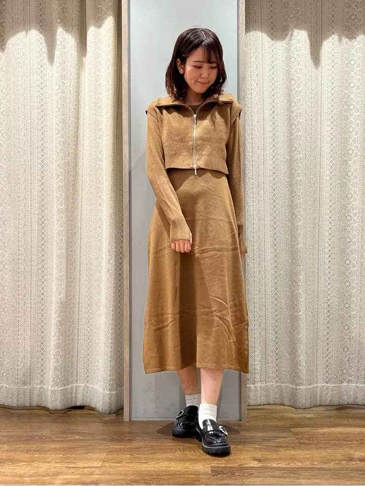 SET2点ZIPベスト+ニットワンピース/earth music&ecology（アース