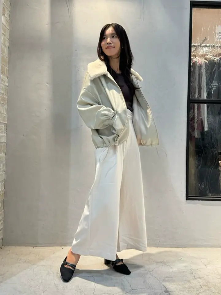 ELENCARE DUEフェイクレザーZIPブルゾン/Green Parks（グリーン