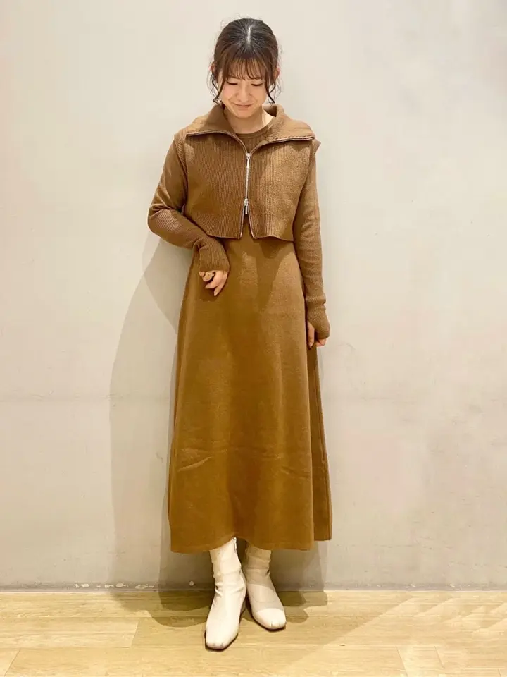 SET2点ZIPベスト+ニットワンピース/earth music&ecology（アース