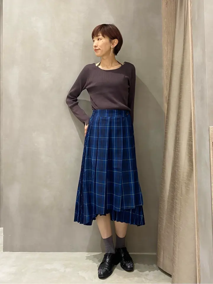 ミックスプリーツスカート(Check)/earth music&ecology（アース