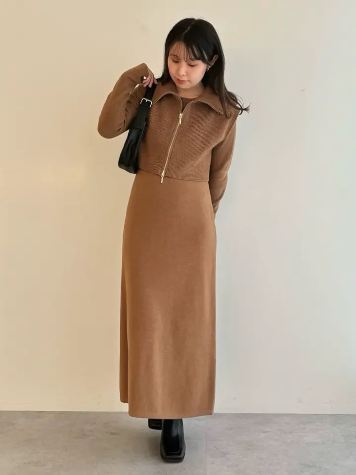 SET2点ZIPベスト+ニットワンピース/earth music&ecology（アース