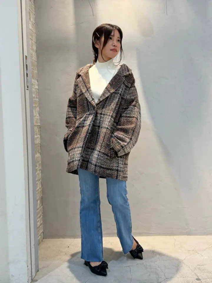 オーバーテーラードジャケット チェック/earth music&ecology（アース