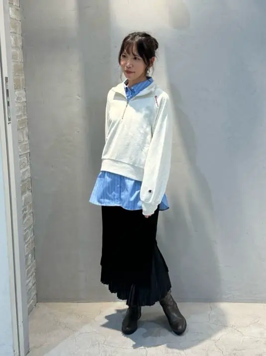 チャンピオン emaeハーフジップ裏毛プルオーバー/earth music&ecology