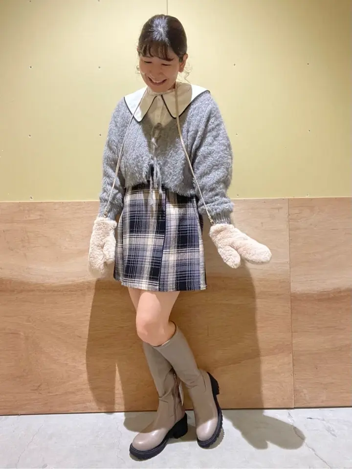 フェザーラメフロントリボンニットカーディガン/earth music&ecology