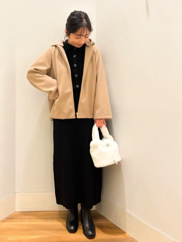 SET2点襟付きカーディガン+ニットワンピース/earth music&ecology