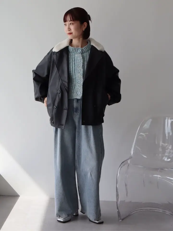 ローゲージニットショートカーディガン/earth music&ecology（アース