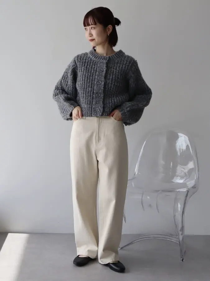 ローゲージニットショートカーディガン/earth music&ecology（アース