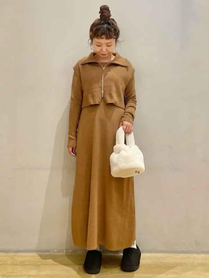 SET2点ZIPベスト+ニットワンピース/earth music&ecology（アース