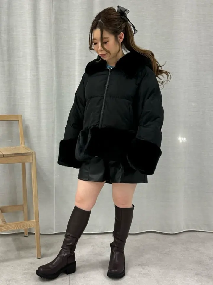 ≪USED≫フードファー中綿ショートコート/earth music&ecology（アース