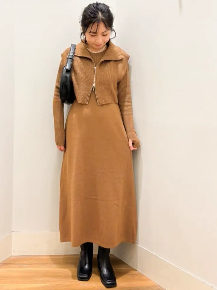 SET2点ZIPベスト+ニットワンピース/earth music&ecology（アース