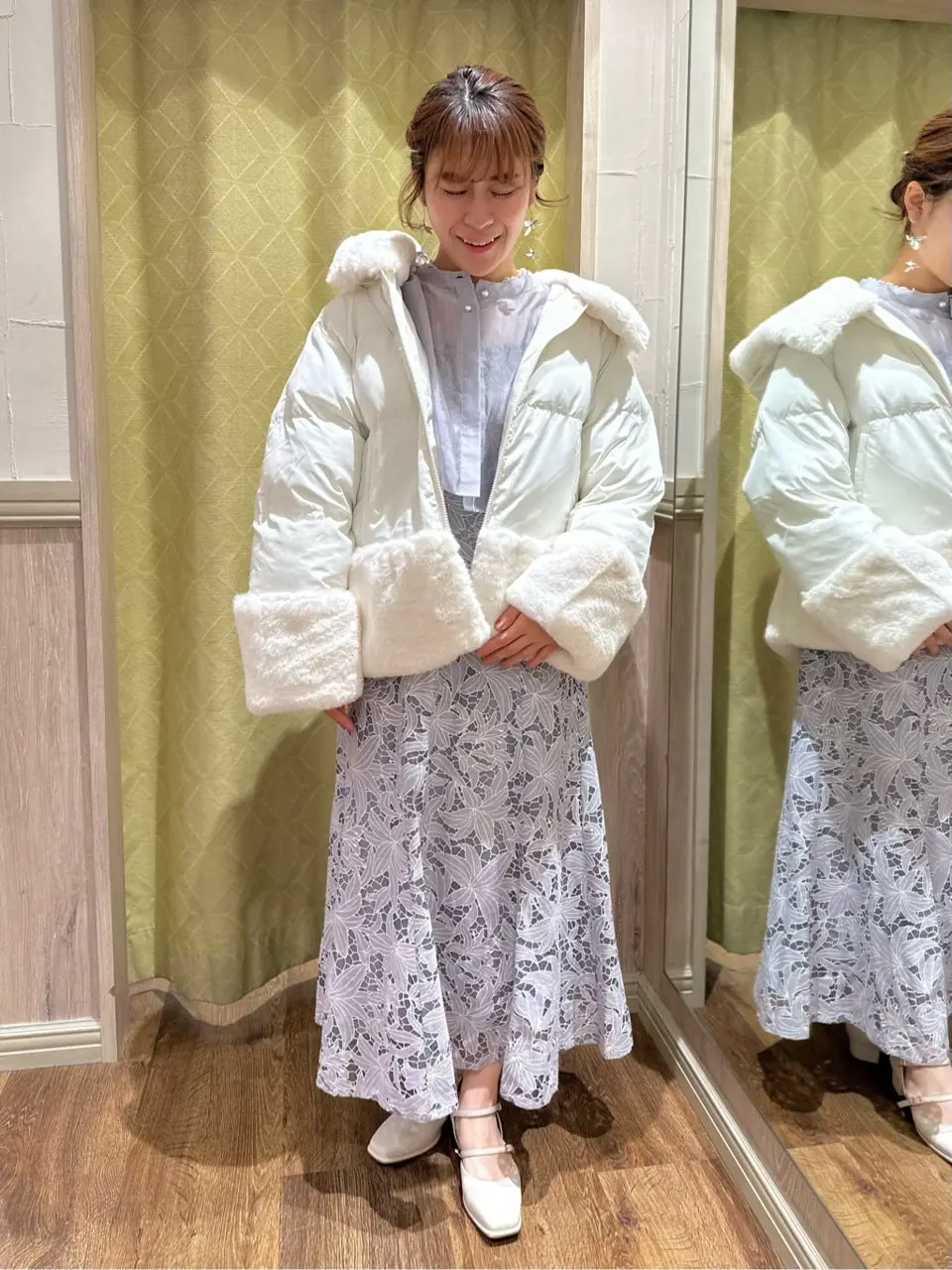 ≪USED≫フードファー中綿ショートコート/earth music&ecology（アース