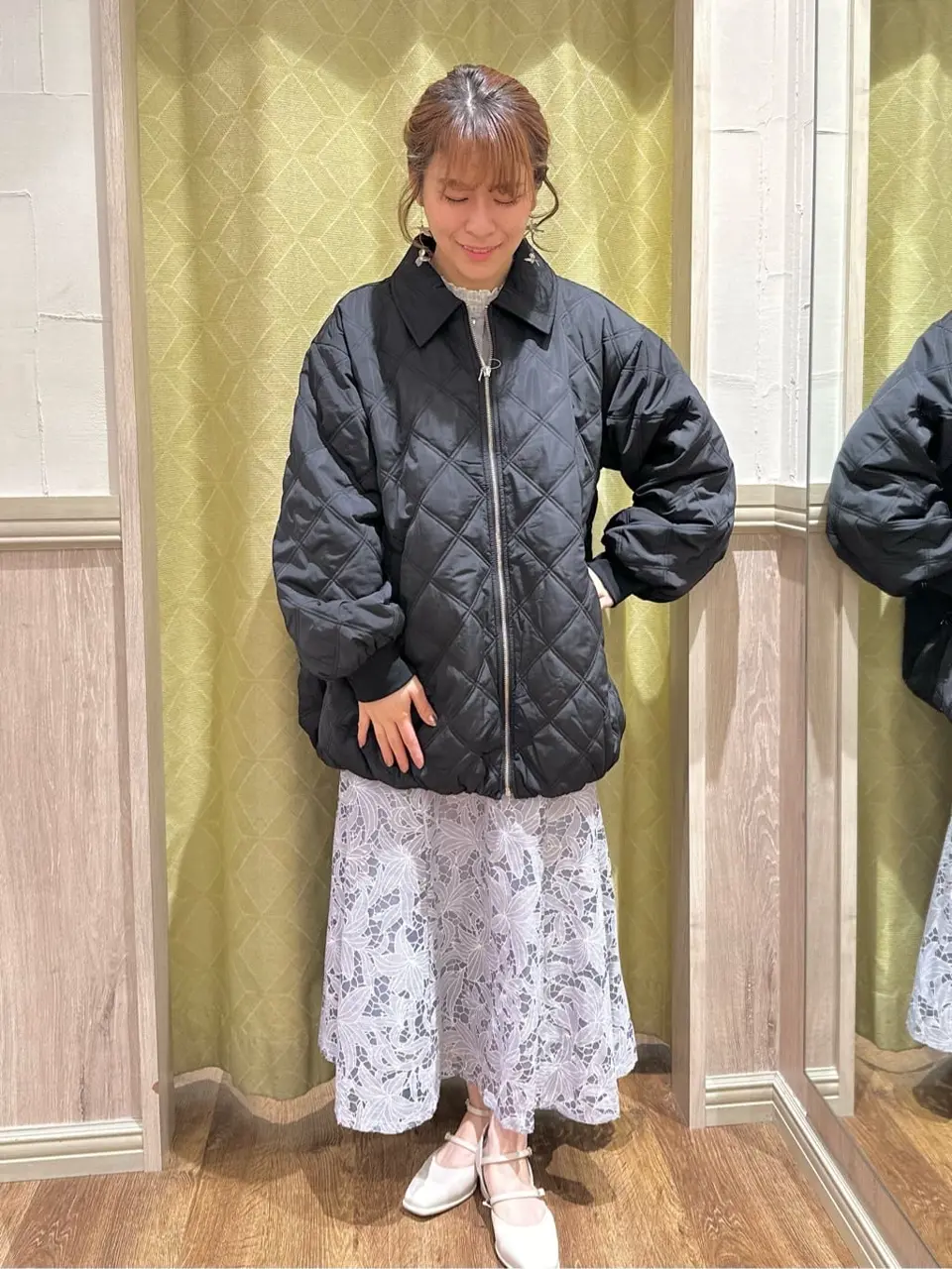 ダブルステッチキルティングコート/earth music&ecology（アース