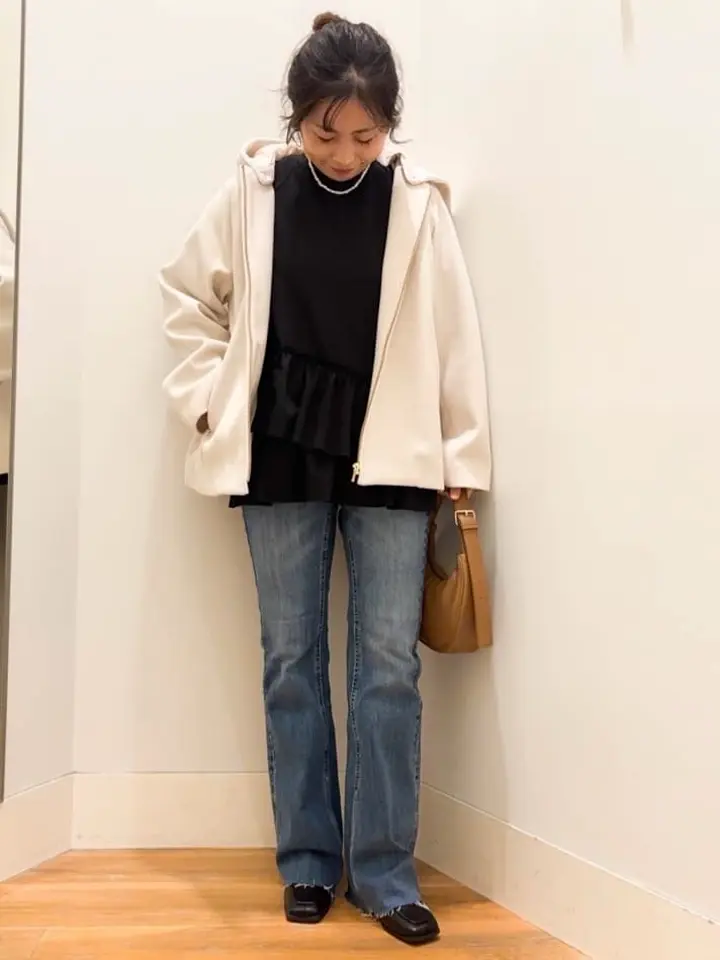 セルフカットフレアデニムパンツ/earth music&ecology（アース