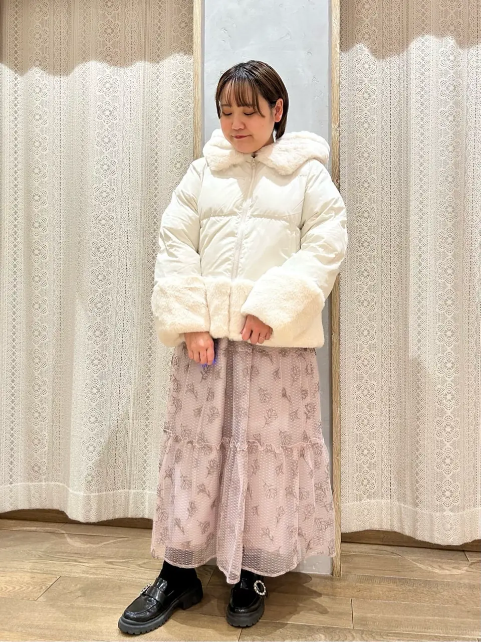 ≪USED≫フードファー中綿ショートコート/earth music&ecology（アース